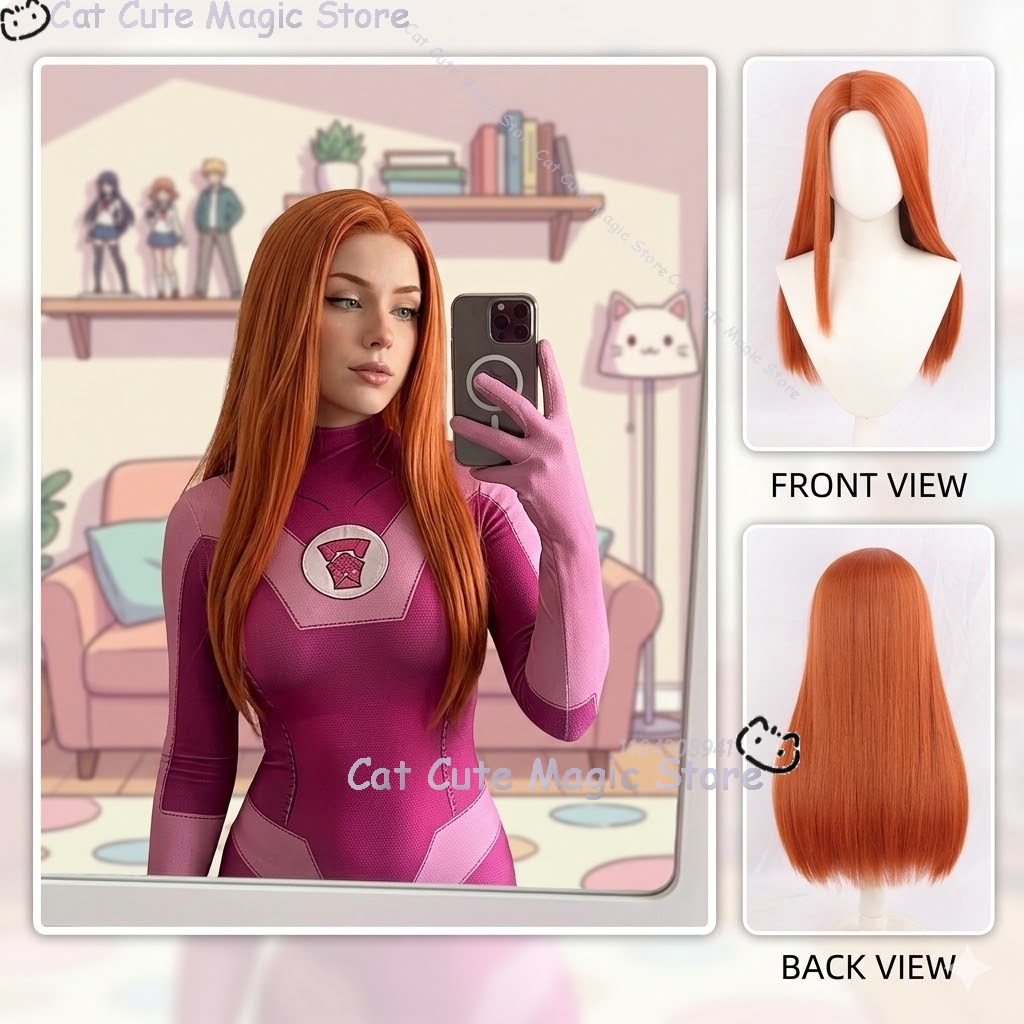 Anime Cosplay Orange Hair - 사만다 이브 윌킨스 아톰 이브 애니메이션