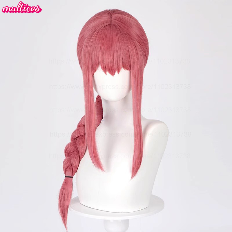 고품질 마키마 코스프레 가발 롱 로즈 레드 브레이드 내 - Anime Cosplay Makima 리뷰 및 가격
