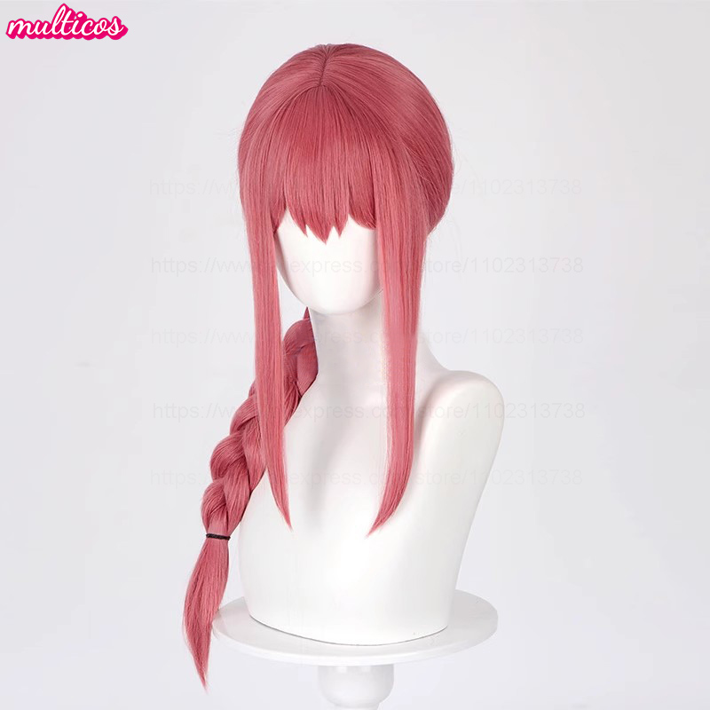 고품질 마키마 코스프레 가발 롱 로즈 레드 브레이드 내 - Anime Cosplay Makima 리뷰 및 가격