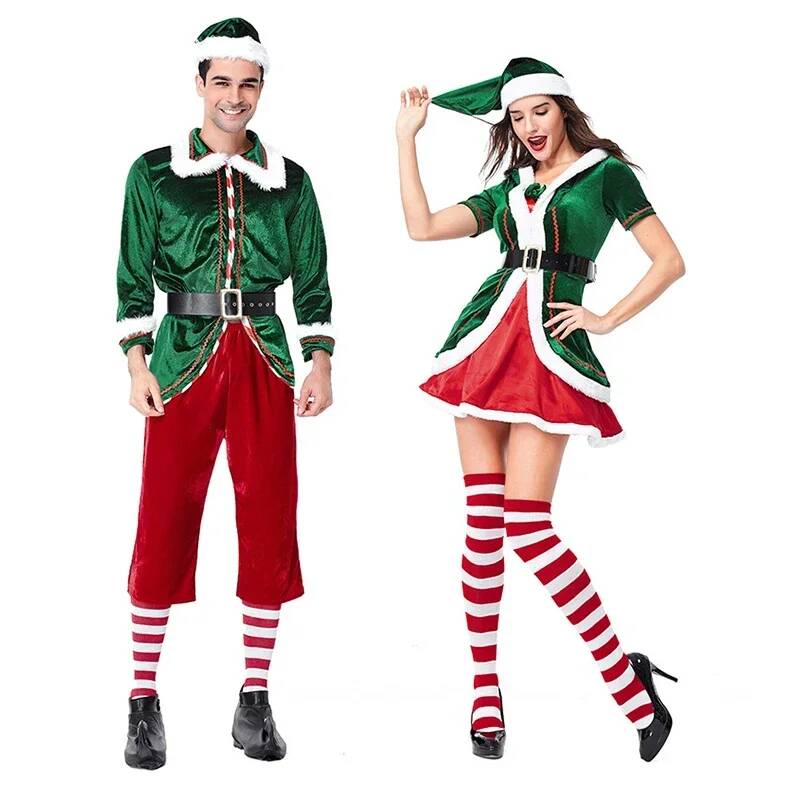 산타클로스 코스프레 의상 크리스마스 그린 크리스마스 엘 - Anime Cosplay For Couples 리뷰 및 가격