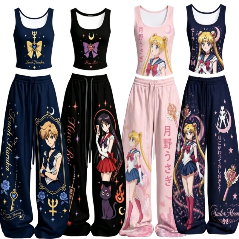 남녀공용 세일러문 투피스 의상 탱크탑 와이드 레그 팬츠 - Sailor Moon Wand 리뷰 및 가격