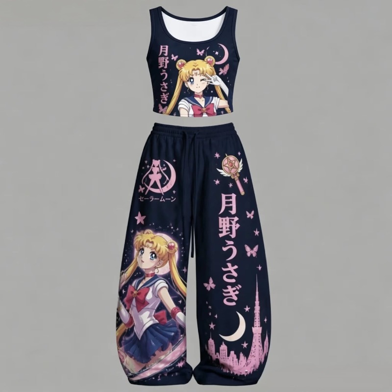 남녀공용 세일러문 투피스 의상 탱크탑 와이드 레그 팬츠 - Sailor Moon Wand 리뷰 및 가격