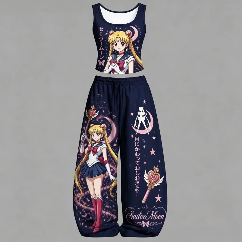남녀공용 세일러문 투피스 의상 탱크탑 와이드 레그 팬츠 - Sailor Moon Wand 리뷰 및 가격