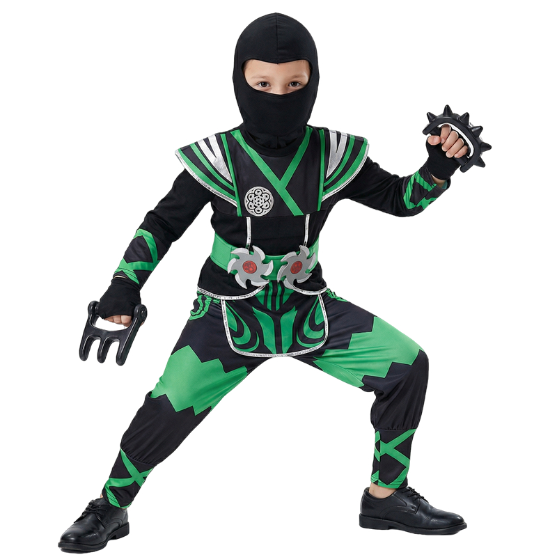일본 닌자 의상 세트 어린이용 녹색 사무라이 드레스업  - Cosplay Anime Boy 리뷰 및 가격