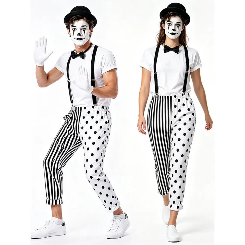 흑백 마임 광대 커플 세트 서커스 광대 작업복 할로윈  - Anime Cosplay For Couples 리뷰 및 가격