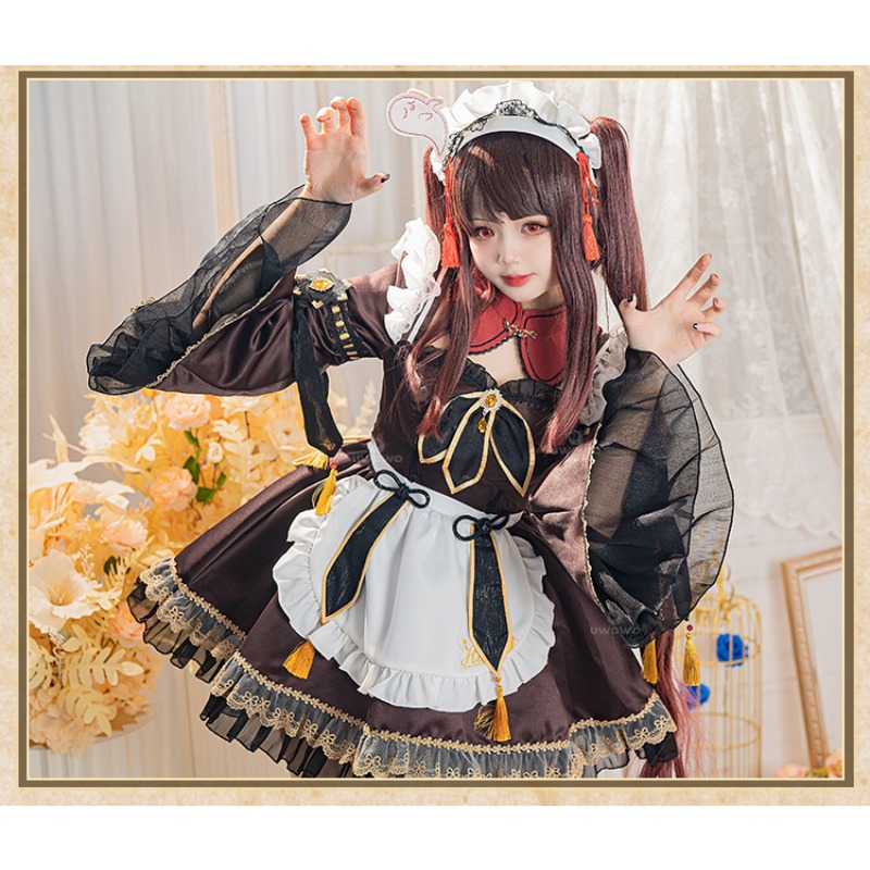 게임 Genshin Impact Hu Tao 메이드 코 - Anime Cosplay Kawaii 리뷰 및 가격