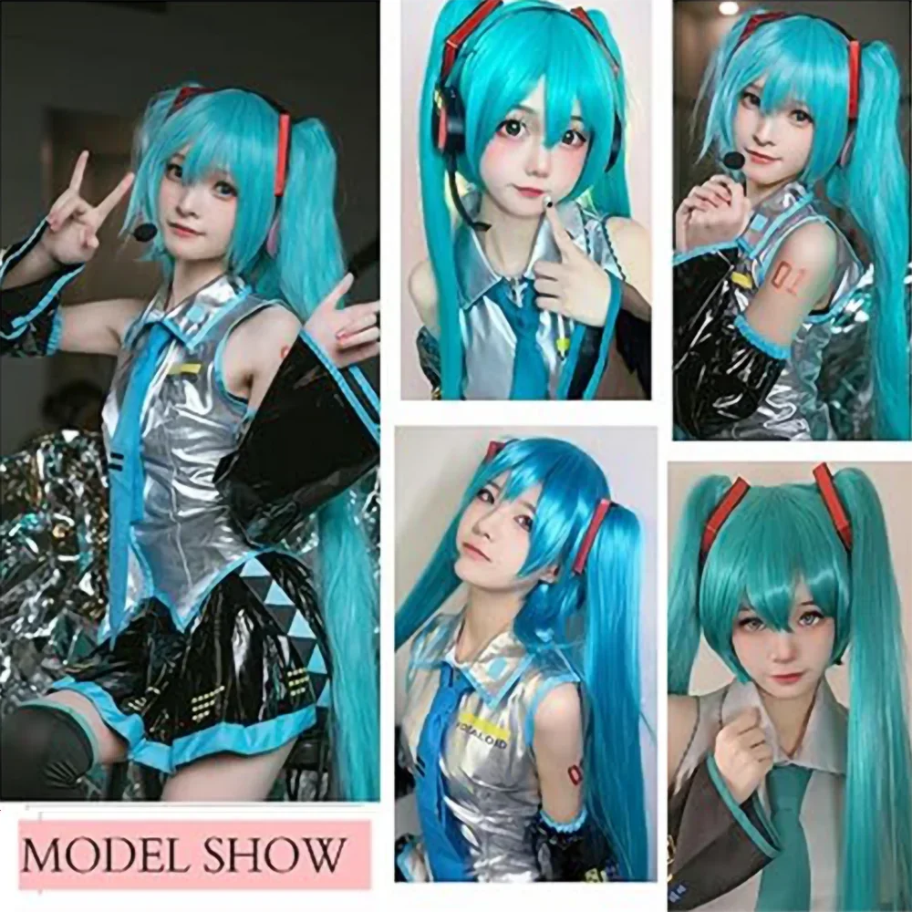 2026 미쿠 코스프레 가발 105cm 긴 파란색 녹색 - Anime Cosplay Miku 리뷰 및 가격