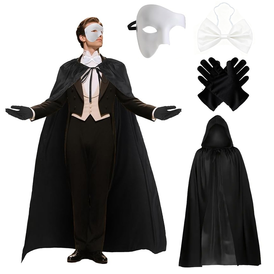 4 Pcs 고딕 마술사 드레스업 세트 하프 페이스 마스 - Anime Cosplay Face 리뷰 및 가격