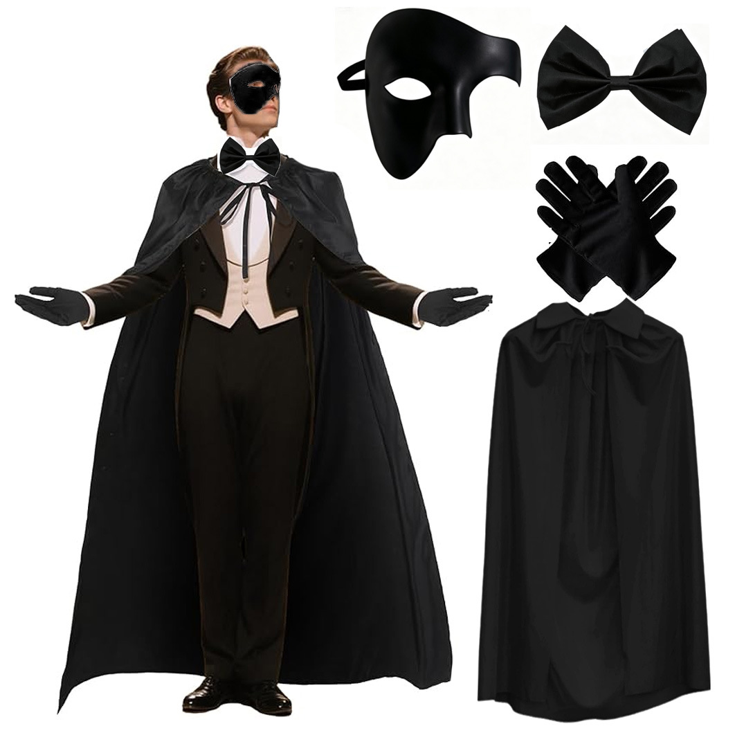 4 Pcs 고딕 마술사 드레스업 세트 하프 페이스 마스 - Anime Cosplay Face 리뷰 및 가격